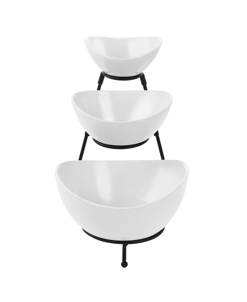 Elama 3-Tiered Oval Bowl Serving Stand Set