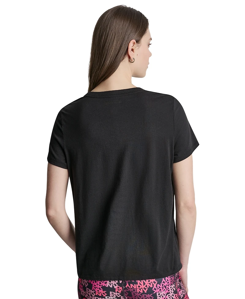 Dkny Sport Women's Mixed Media Logo Crewneck T-Shirt