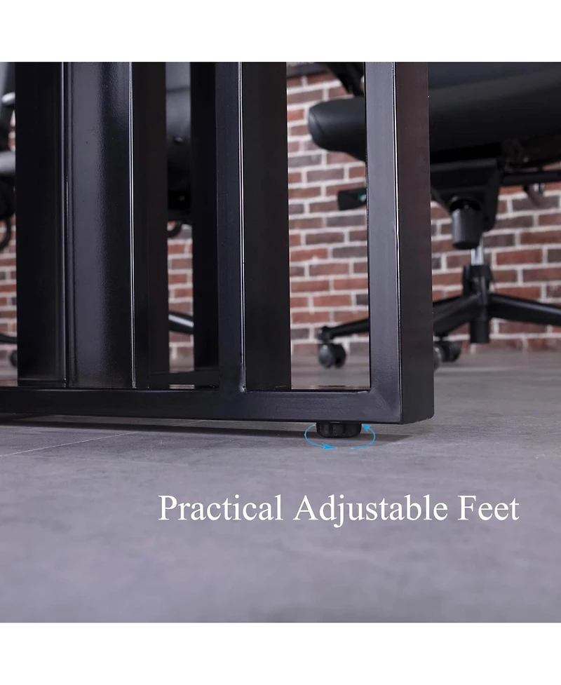 logicfox Large Conference Table with 2" Thick Top and Metal Grid Base Outlets