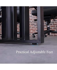 logicfox Large Conference Table with 2" Thick Top and Metal Grid Base Outlets