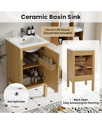 Sillysis 18 Inch Bathroom Vanity with Sink, Solid Wood Mdf Cabinet, Adjustable Shelf, Soft Close Door for Small Spaces