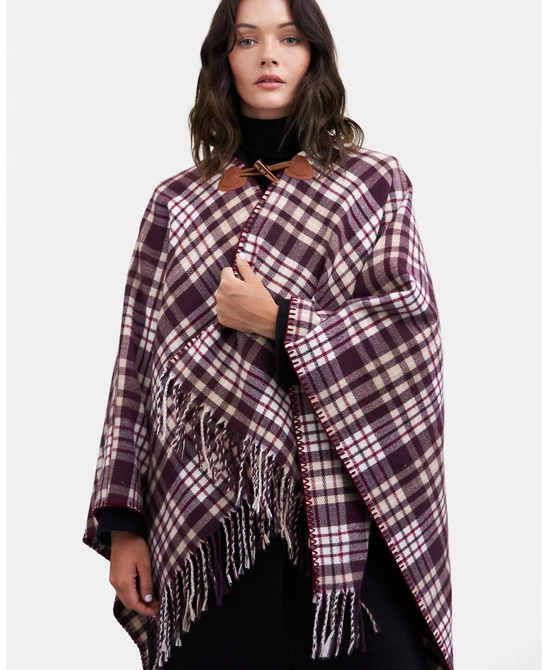 Fable England Women's Caramel and Chocolate Check Cape