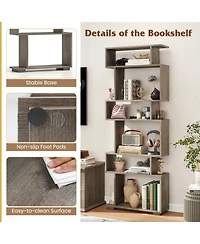 Gymax Set of 2 6-tier Storage Bookshelf with Anti-toppling Kits Decorative Room Divider