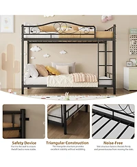 homfan Twin Over Metal Bunk Bed with Guardrails and Side Ladder, Steel Frame Space-Saving for Kids Bedroom or School