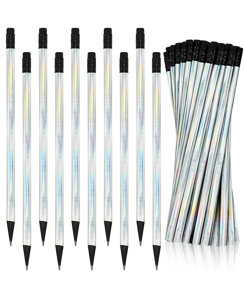 Gnuadz Black Wood Holographic Pencil With Eraser 36 Pack