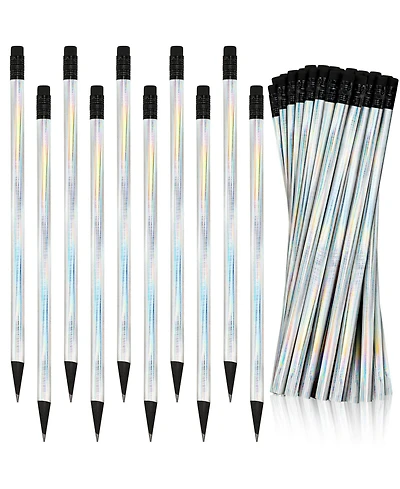 Gnuadz Black Wood Holographic Pencil With Eraser 36 Pack