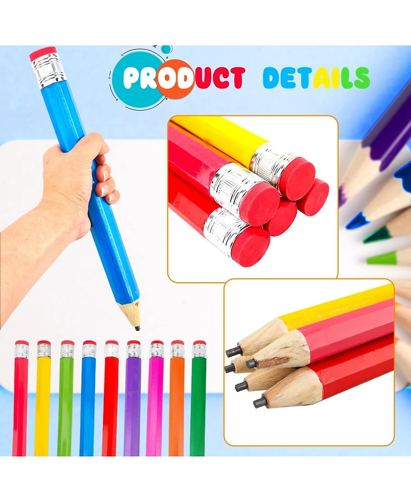 Gnuadz Giant Wooden Pencils Novelty Party Favors 9 Pack