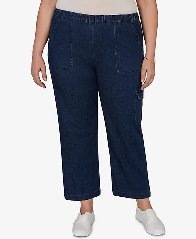 Alfred Dunner Plus Indigo Girls Pull On Cargo Pocket Jeans