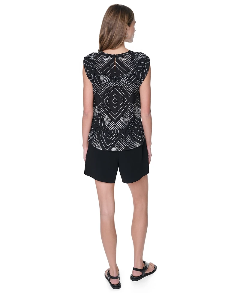 Dkny Women's Printed Crewneck Blouse