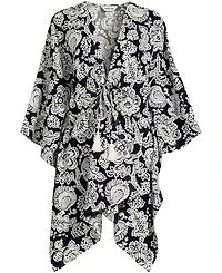 Lands' End Women's Cotton Tie Front Kimono Cover Up