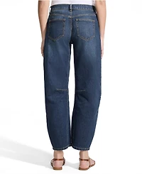 Lands' End Women's Soft Denim Mid Rise Relaxed Barrel Leg Ankle Jeans
