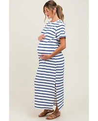 Pinkblush Maternity White Striped Side Slit Maxi Dress