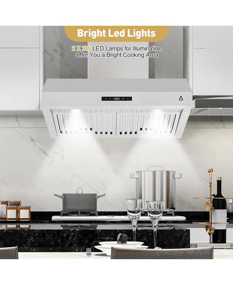 Xo 30 Inch Wall Mounted Range Hood, Ducted, Ductless Convertible Duct for Kitchen