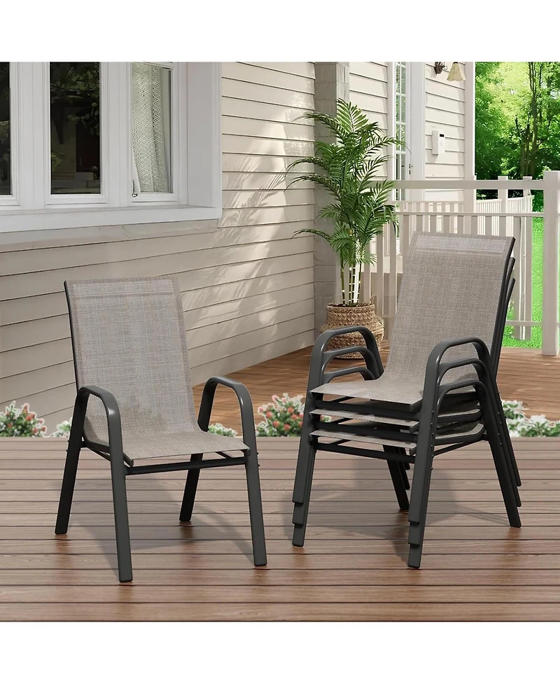 Xo Set of Outdoor Stackable Patio Chairs with High Back for Backyard Poolside Garden Balcony