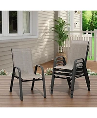 Xo Set of Outdoor Stackable Patio Chairs with High Back for Backyard Poolside Garden Balcony