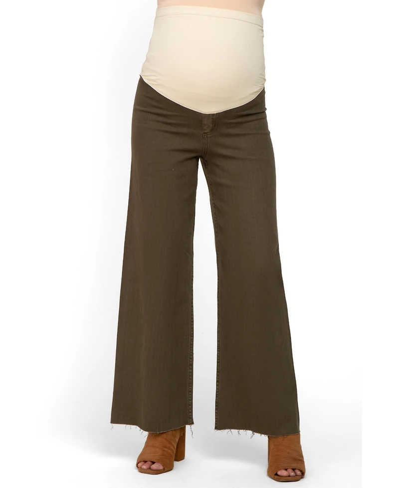 Pinkblush Maternity Olive Raw Hem Wide Leg Jeans