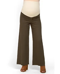 Pinkblush Maternity Olive Raw Hem Wide Leg Jeans