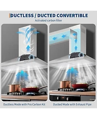 Xo 30 Inch 250 Cfm Wall Mounted Range Hood, Ducted, Ductless Convertible Duct for Kitchen