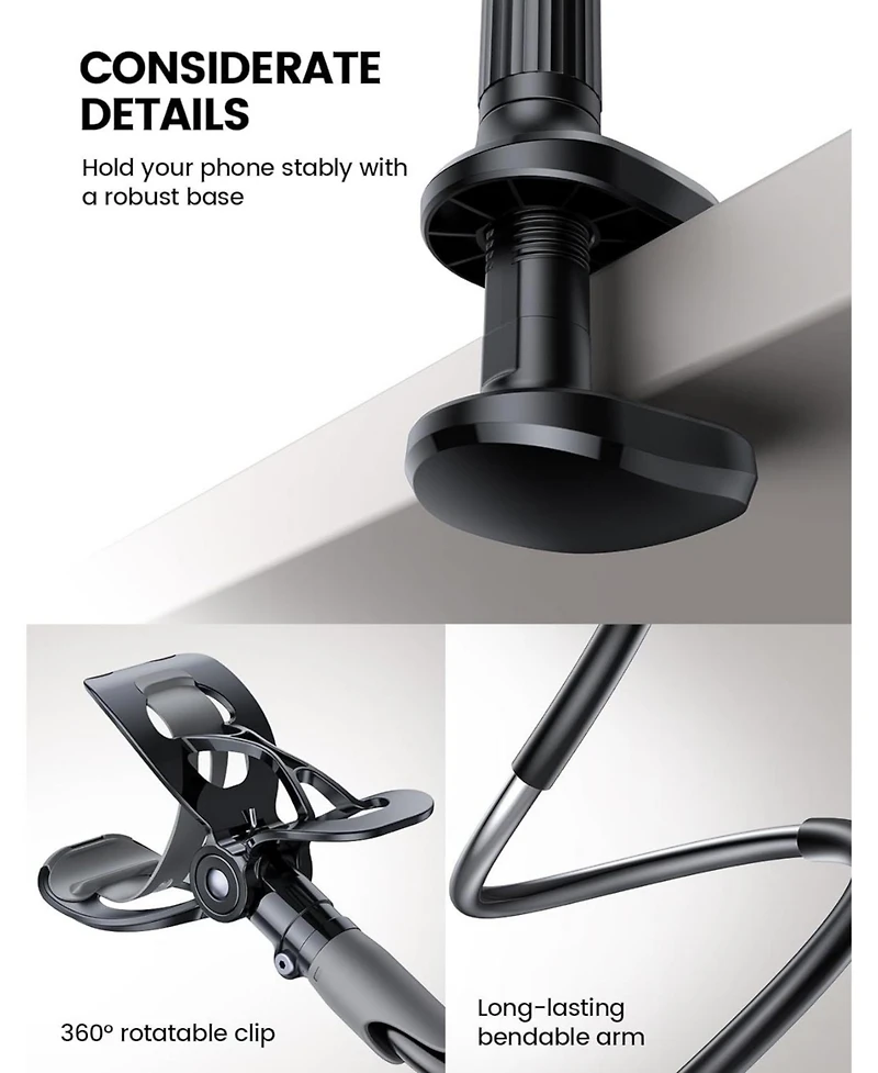 Lamicall Gooseneck Phone Holder for Bed - Cell Mount Clamp Clip