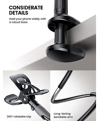 Lamicall Gooseneck Phone Holder for Bed - Cell Mount Clamp Clip