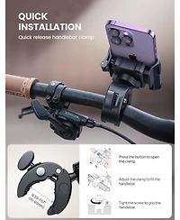 Lamicall Motorcycle Phone Mount Holder, Bike Phone Holder Handlebar Clamp, Bicycle Scooter Phone Clip