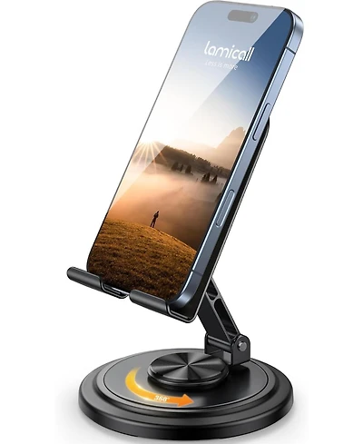 Lamicall Cell Phone Stand,Sturdy Adjustable Desktop Holder, Foldable Mobile Stand