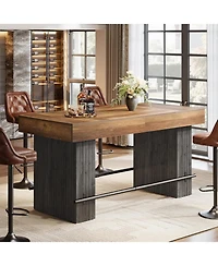 Tribesigns 62 Inch Kitchen Island, Rectangular Bar Table, Industrial Counter Height Pub Dining Table
