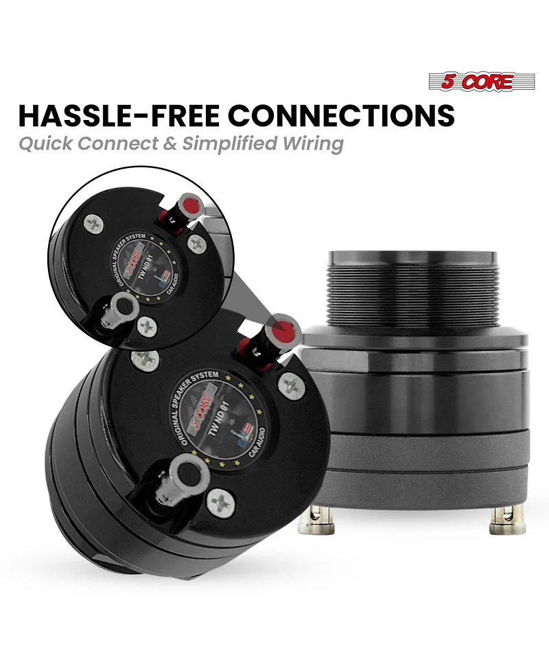 5 Core Super Tweeter 2Pc 1" Car Audio Speaker 60W Max Power 4 Ohm Titanium Diaphragm Neodymium Magnet