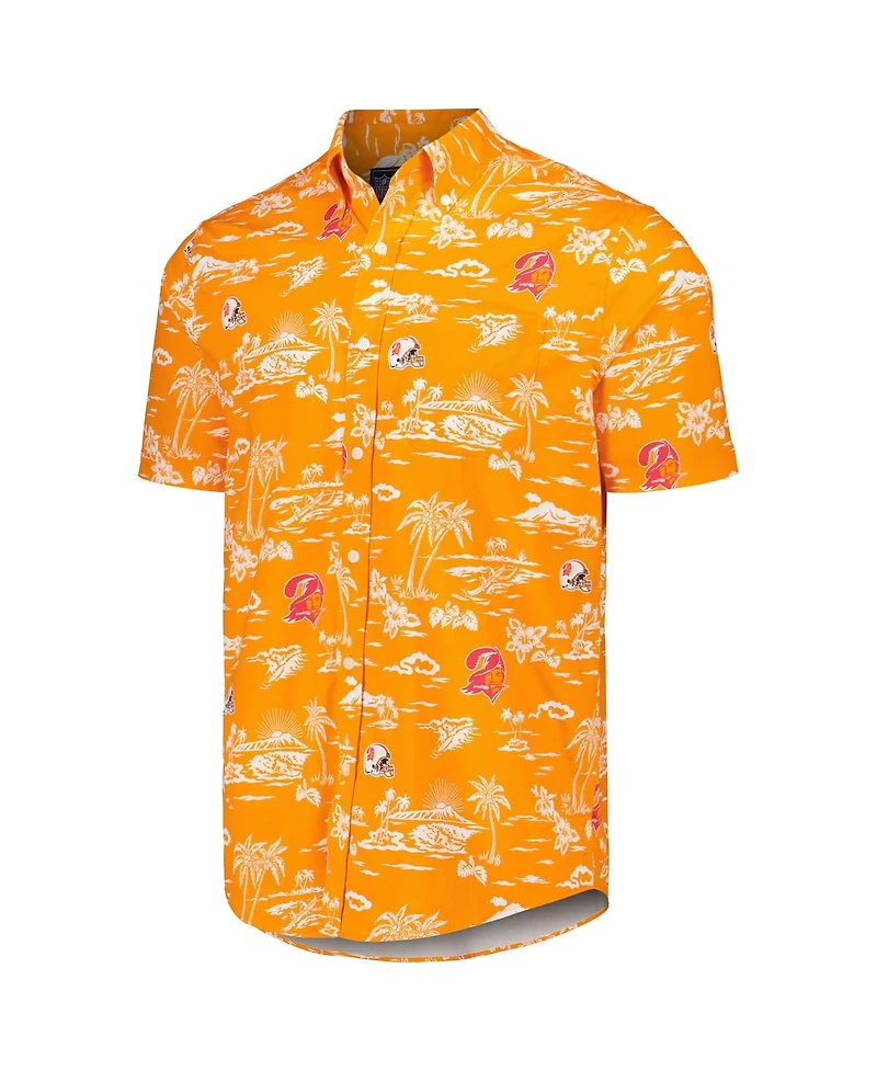 Reyn Spooner Men's Orange Tampa Bay Buccaneers Throwback Kekai Print Button-Up Shirt