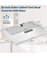 Xo 30 Inch 750 Cfm Stainless Steel Under Cabinet Range Hood, Ducted/ Ductless Kitchen Vent Hood
