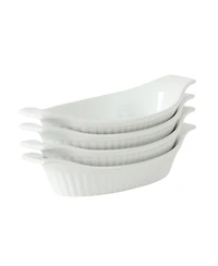 Gibson Home Gracious Dining Oval Au Gratin Baking Dishes, 4-Piece Set - 15 oz Oven Safe Ceramic Small Casserole Dishes with Handles