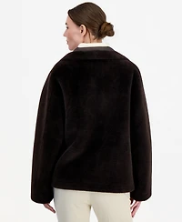 Calvin Klein Women's Funnel-Neck Teddy Jacket, Created for Macy's