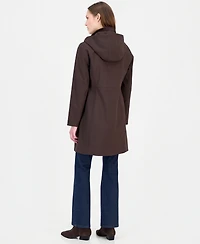 Calvin Klein Women's Hooded Button-Front Knit Collar Coat