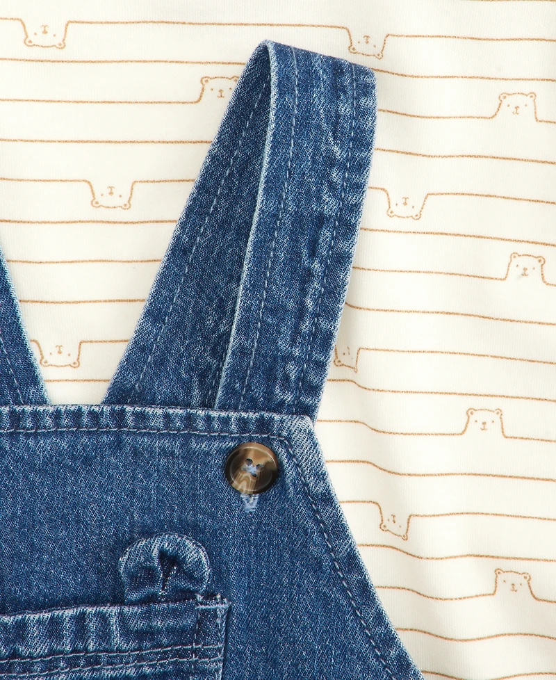 First Impressions Baby Boys' 3M-24M Striped Bodysuit and Chambray Overalls, 2-Piece Set, Macy's Exclusive