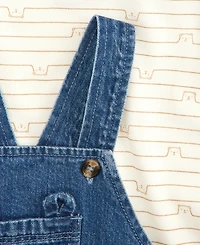 First Impressions Baby Boys' 3M-24M Striped Bodysuit and Chambray Overalls, 2-Piece Set, Macy's Exclusive
