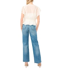 Vince Camuto Women's Lace Front Wrap Peplum Top