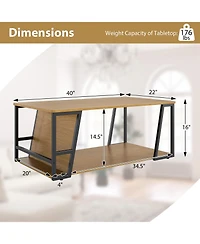 Gymax 40'' Coffee Table and 2-Tier Modern Farmhouse Center Table w/Storage Shelf