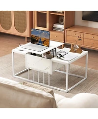 Gymax Lift-Top Coffee Table With Hidden Storage and Heavy-Duty Metal Frame for Living Room