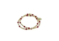 Bowood Lane Non-Tarnishing Gold filled, 3mm Gold Ball and Ruby Glass Bead Stretch Bracelet