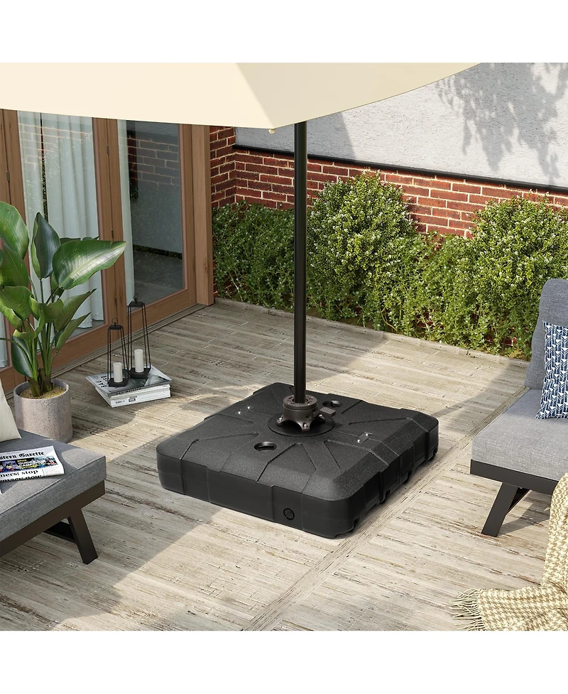 Pellebant 350 lbs. Sand/Water Fillable 3D Surface Square Hdpe Offset Cantilever Patio Umbrella Base with 8-Wheels