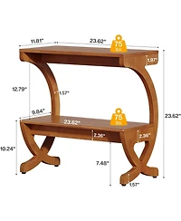 Tribesigns Wood End Table Set of 2, 2-Tier Side Table with Curved Crossed Legs for Living Room, Bedroom, Small Space, Walnut