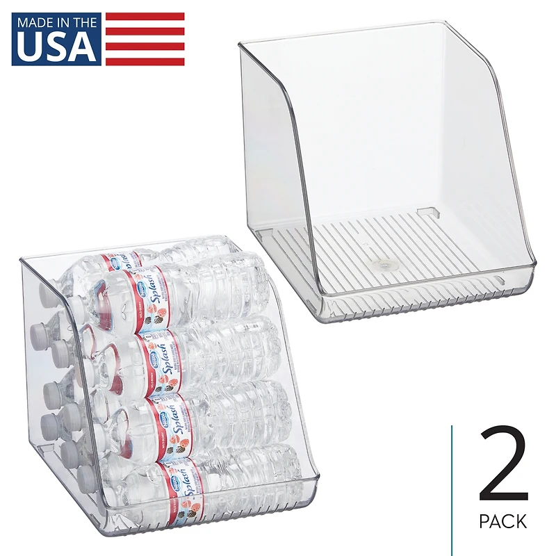 iDesign Clear Plastic Water Bottle Organizer for Fridge
