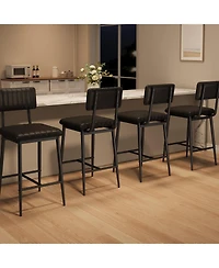Homfan 4/6/8 pcs cushioned bar stools with back, footrest, and sturdy metal legs-perfect for kitchen islands counters.