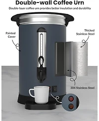 gaomon 18L Double Wall Commerical Coffee Urn, Hot Coffee Dispenser, Grey for Wedding, Buffet, Catering, Events, Outdoor Bar