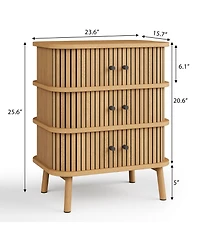 homfan Modern 3 Drawer Dresser for Bedroom - Spacious Wooden Storage Chest with Sleek Design - Ideal for Clothes and Organizing