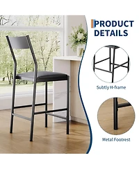 homfan 2/4 Pack 24" Counter Height Bar Stools, Pu Leather Upholstered Chairs with Back, Footrest, 300 lb Capacity, Kitchen Island