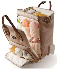 Sunveno Open-Wide Frame Diaper Backpack with Insulated Bottle Pockets and Changing Pad