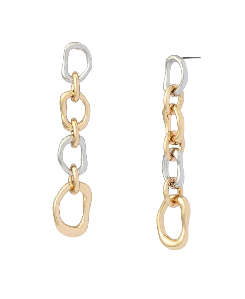 Robert Lee Morris Soho Two-Tone Sculpted Link Linear Earrings