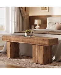 Tribesigns Solid Wood Dining Bench, 47" Farmhouse Bench with Thickened Seat and Artistic Legs, Entryway