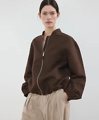 Mango Women's Linen Bomber Jacket